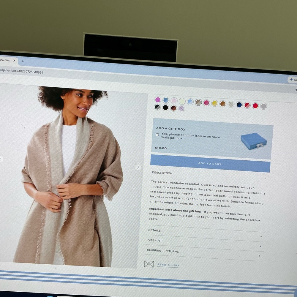 ALICE WALK LIKE NEW TAUPE CASHMERE SHAWL - Picture 5 of 8
